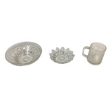 Vintage Cut Glass Bowl Flower Petal Candy Dish w chip Leaves Vines Mug