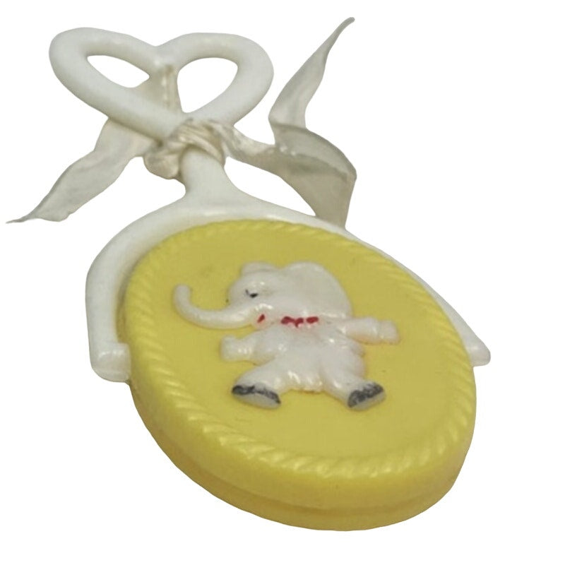 Set of 2 Vintage Plastic Shaker Elephant and Bunny Rabbit Baby Rattles Toys
