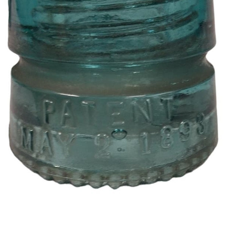 Set of 3 Vintage 1898 Hemingray 42 Heavy Clear Made In USA Blue Glass Insulators