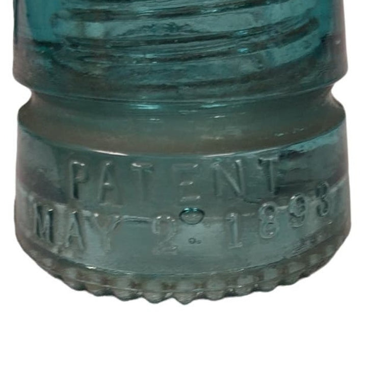 Set of 3 Vintage 1898 Hemingray 42 Heavy Clear Made In USA Blue Glass Insulators