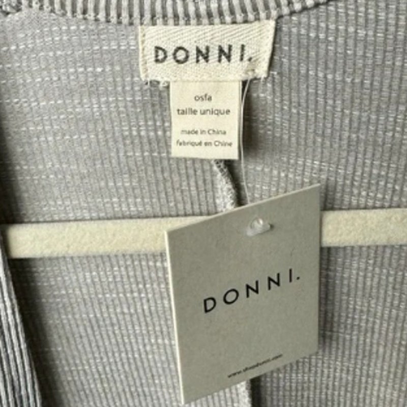 NWT New Donni Womens One Size Textured Stripe Open Front Long Sleeve Cardigan