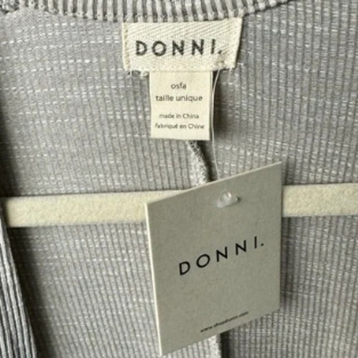 NWT New Donni Womens One Size Textured Stripe Open Front Long Sleeve Cardigan