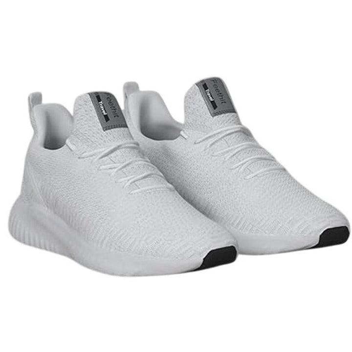 Feethit Mens Size 9 White Sneakers Lace Up Round Toe Lace Up Athletic Shoes