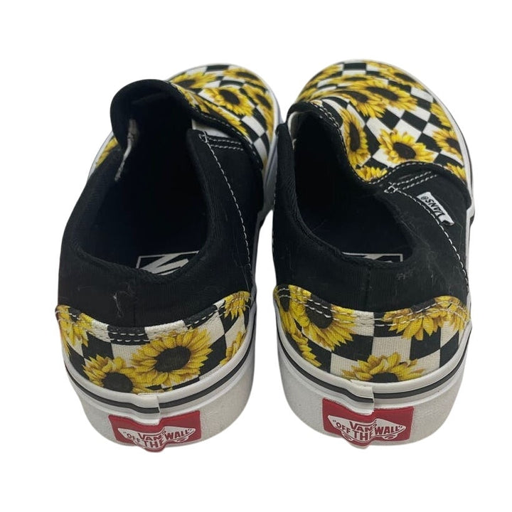 New In Box Vans Womens Size 5 Asher Sunflower Checker Slip On Loafer Shoes