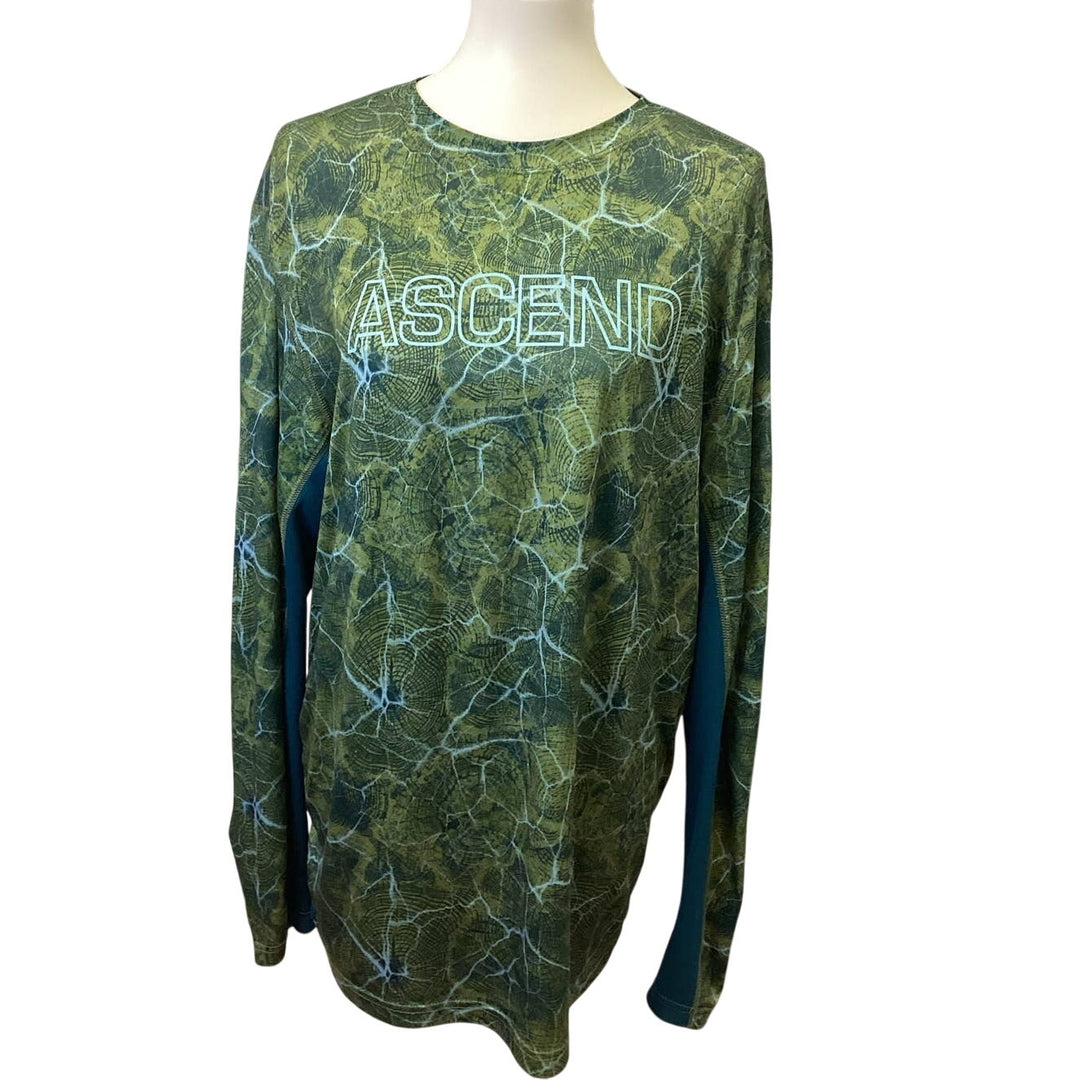 Ascend Mens Large Long Sleeve Athletic Polyester Blend Shirt Top Sportswear