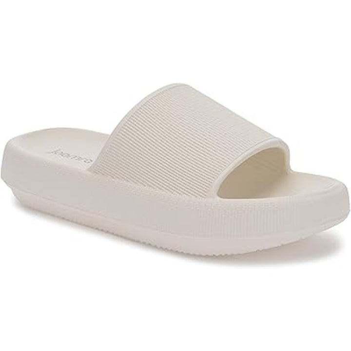 Joomra Womens Size 10 Cream Slide On Soft Flip Flop Wide Band Sandals Slippers