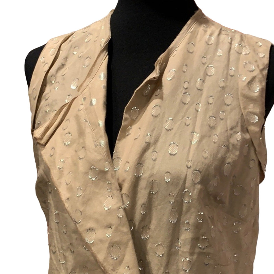 Ann Taylor Womens Size 6 Silk Blend Metallic Polka Dot Sleeveless Tank Top