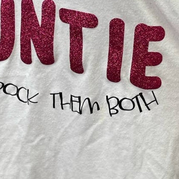 Womens Large I Have Two Titles Mom &amp; Auntie &amp; I Rock Them Both Cotton Blend Tee