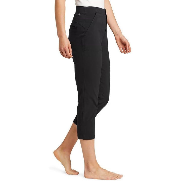 New Eddie Bauer Womens Size 2 Petite 2P Black Horizon High-Rise Cropped Pants