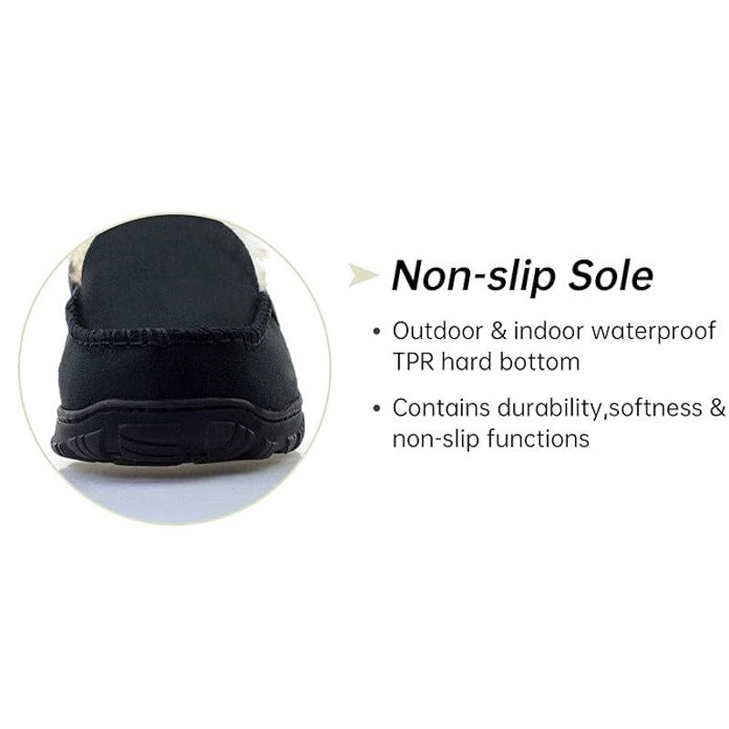 Vonair Mens 13 Black Faux Suede Moccasin Slipper Indoor Outdoor Slip On Shoes