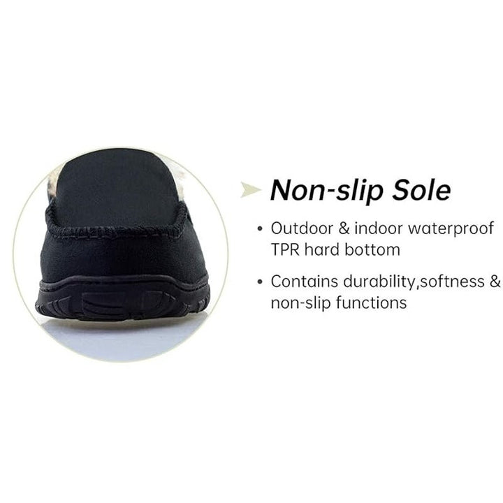 Vonair Mens 13 Black Faux Suede Moccasin Slipper Indoor Outdoor Slip On Shoes