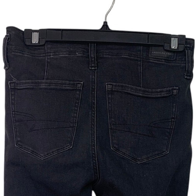 New American Eagle Womens Size 4 Regular High Rise Skinny Kick Denim Black Jeans
