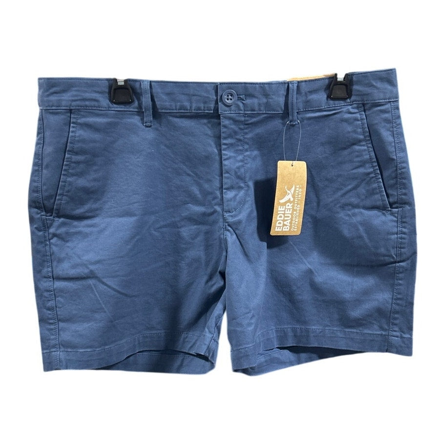 New Eddie Bauer Womens Navy Blue Boyfriend Midrise Willit Stretch Cotton Shorts