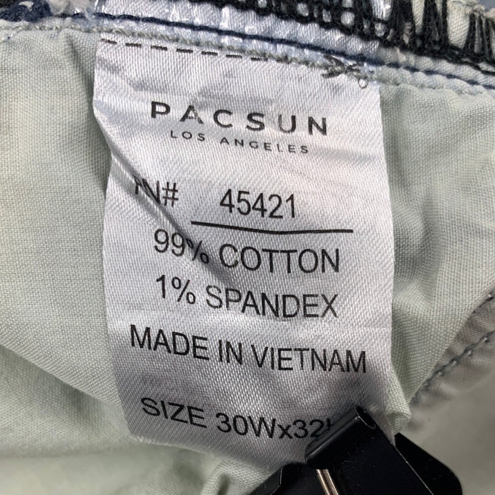 Pacsun Mens Size 30 X 32 Comfort Stretch Factory Distressed Denim Blue Jeans
