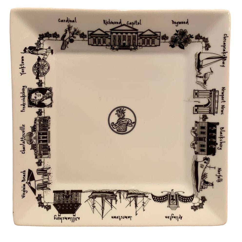 Vintage Dish Collection Nancy Jones State of Virginia Small Square Ceramic Plate