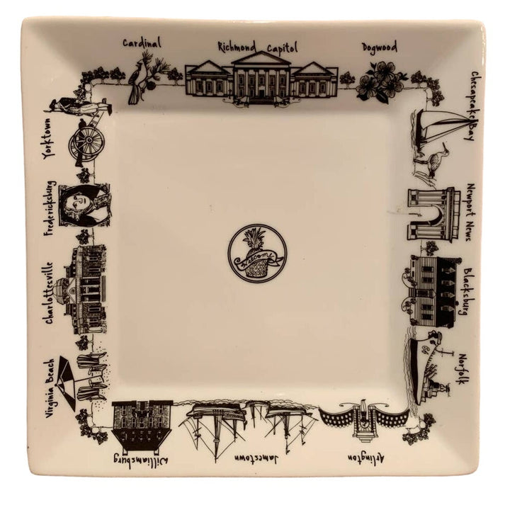 Vintage Dish Collection Nancy Jones State of Virginia Small Square Ceramic Plate