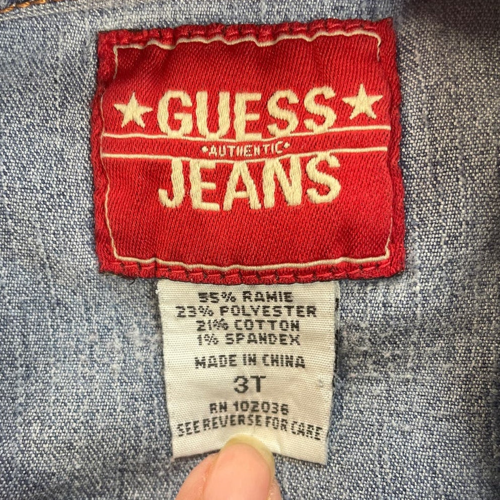 Guess Jeans Girls Toddler 2T Long Sleeve Snap Up Denim Blue Jean Jacket