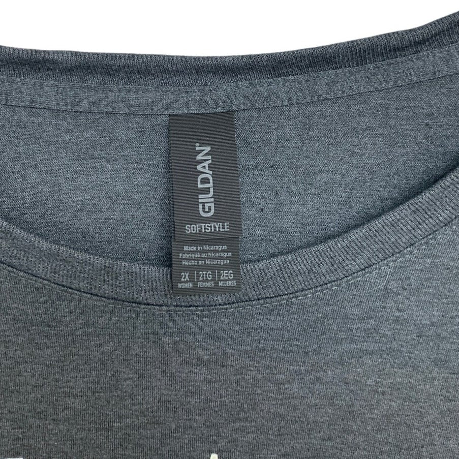 New Gildan Womens 2X Heathered You Go Girl Short Sleeve Crew Neck Tee Shirt