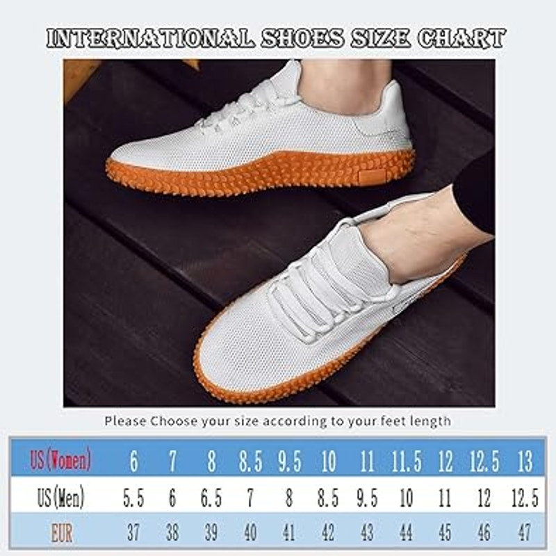Mitvr Mens Size 12 White Mesh Lace Up Lightweight Barefoot Cross Training Shoes