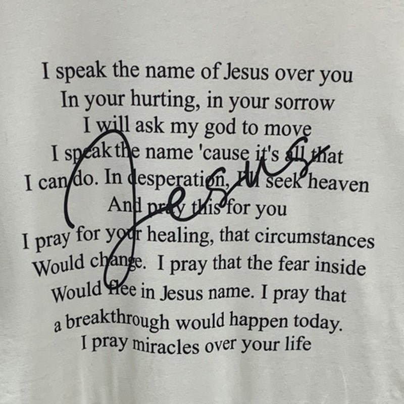 New Hand Printed Womens Small Jesus Prayer Short Sleeve Crew Neck Tee Shirt