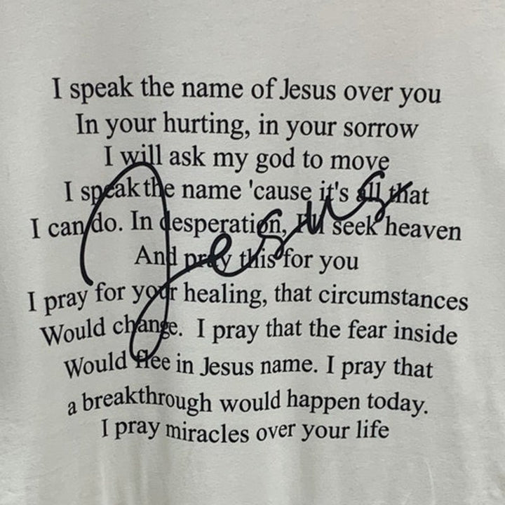 New Hand Printed Womens Small Jesus Prayer Short Sleeve Crew Neck Tee Shirt