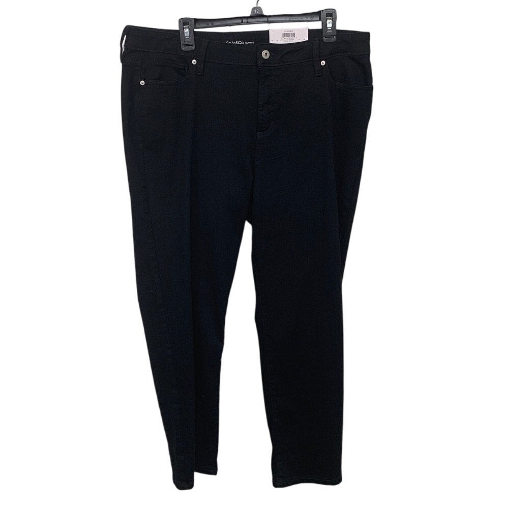 NWT New Style &amp; Co Womens Size 18 Short Black Midrise Slim Leg Denim Jeans