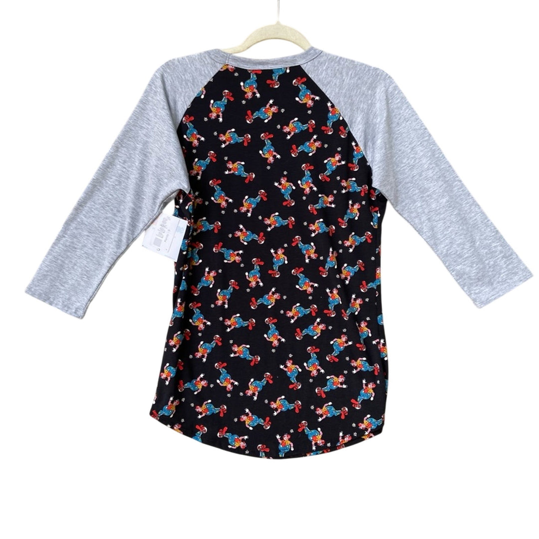 NWT New LulaRoe Womens Small Randy Clown Print Long Sleeve Raglan Tee Shirt