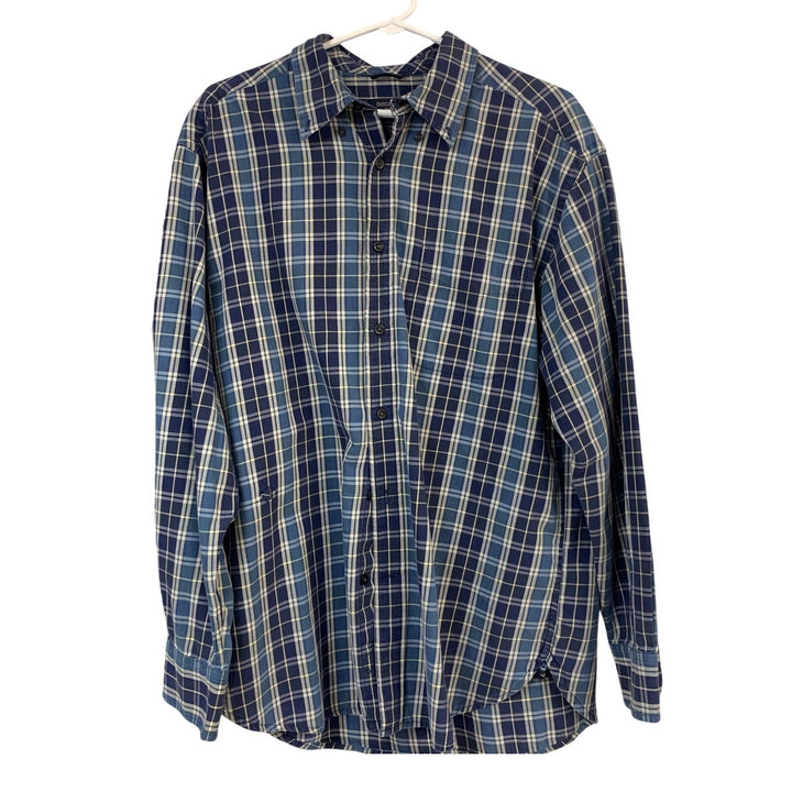 Lot of 2 Dockers Mens Large Blue Plaid Long Sleeve Collared Button Up Shirts