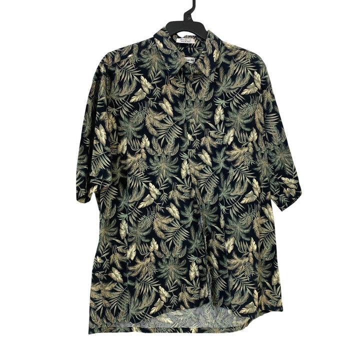 Lot of 2 Pierre Cardin Mens Large Cotton Floral Shirt Sleeve Button Up Shirts