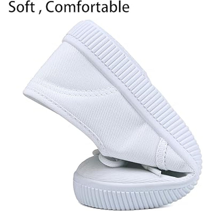 Big Girls Size 13 Basic White Canvas Lace Up Non Slip Comfortable Sneaker Shoes