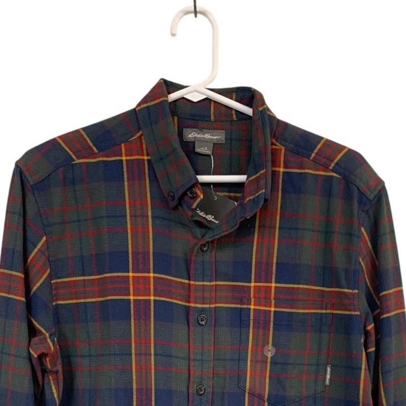 New Eddie Bauer Mens Small Long Sleeve Eddies Field Flannel Button Up Shirt