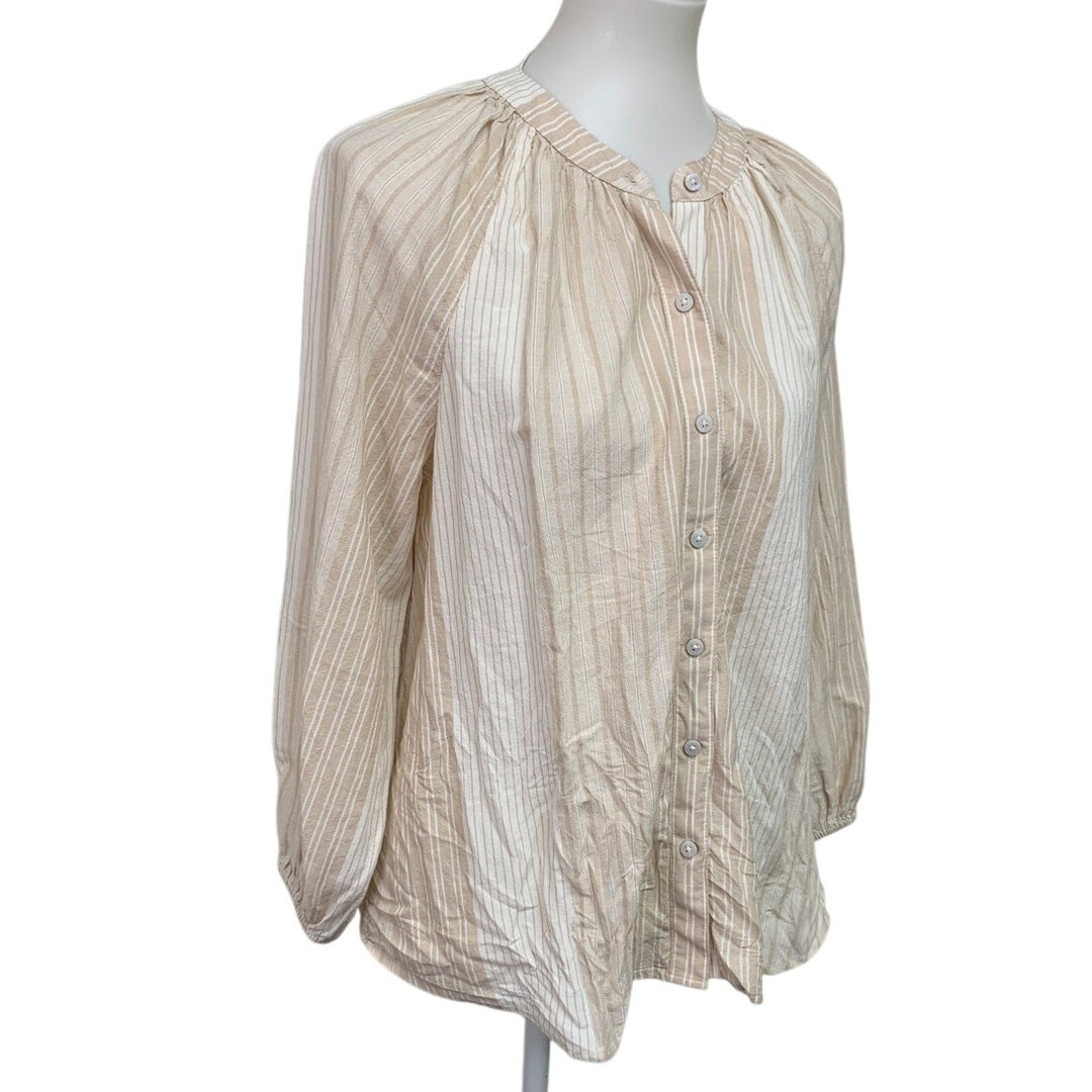 New Aerie Womnens Small Long Sleeve Button Up Patchwork Stripe Shirt