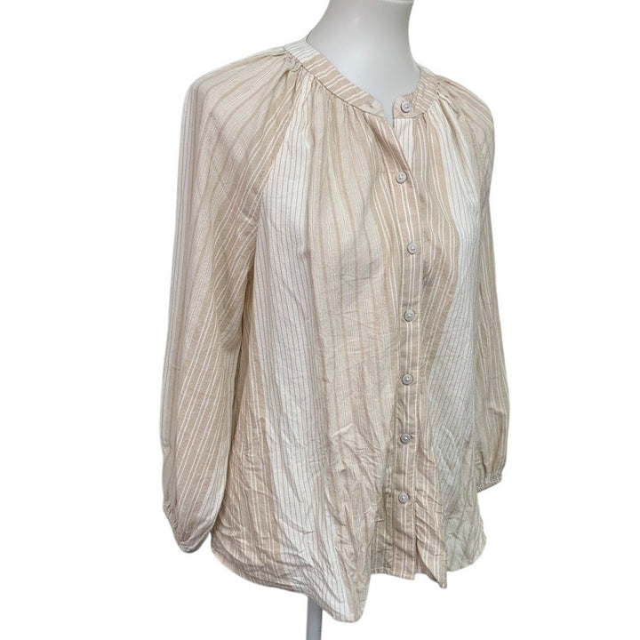 New Aerie Womnens Small Long Sleeve Button Up Patchwork Stripe Shirt