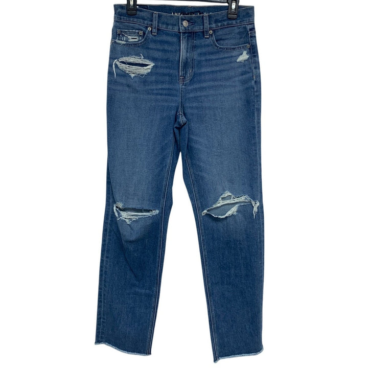 New American Eagle Womens Size 6 Factory Distressed Stovepipe Denim Blue Jeans