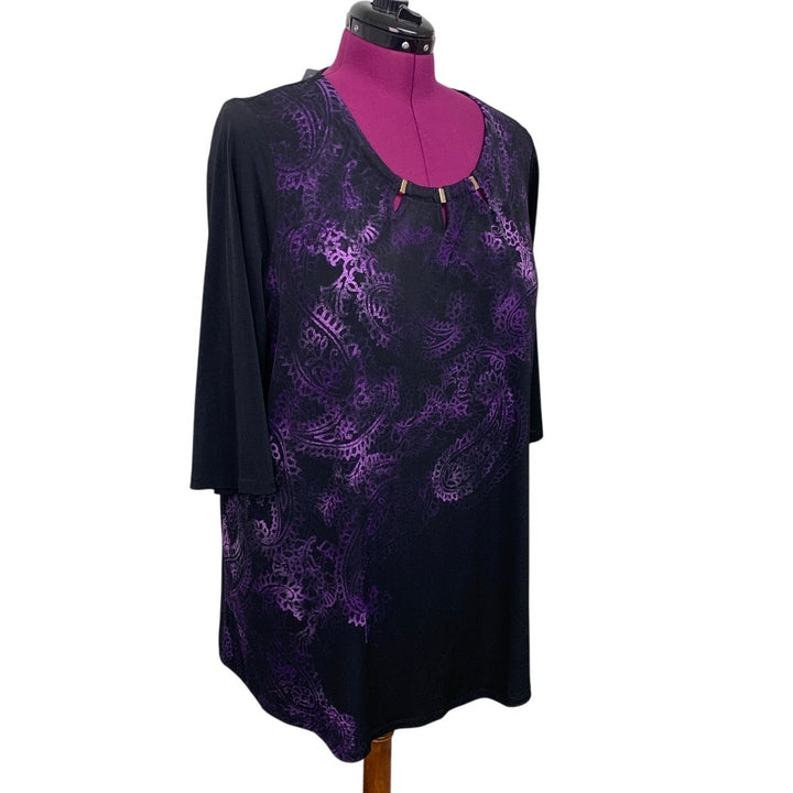 NWT New Catherines Womens Plus Size 1X Any Wear Washable Long Tunic Top