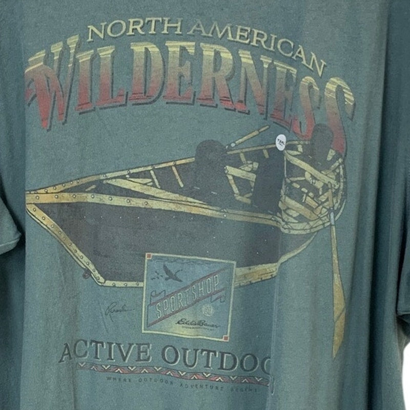 New Eddie Bauer Mens 3XLT Tall North American Wilderness Reissue Canoe Tee Shirt