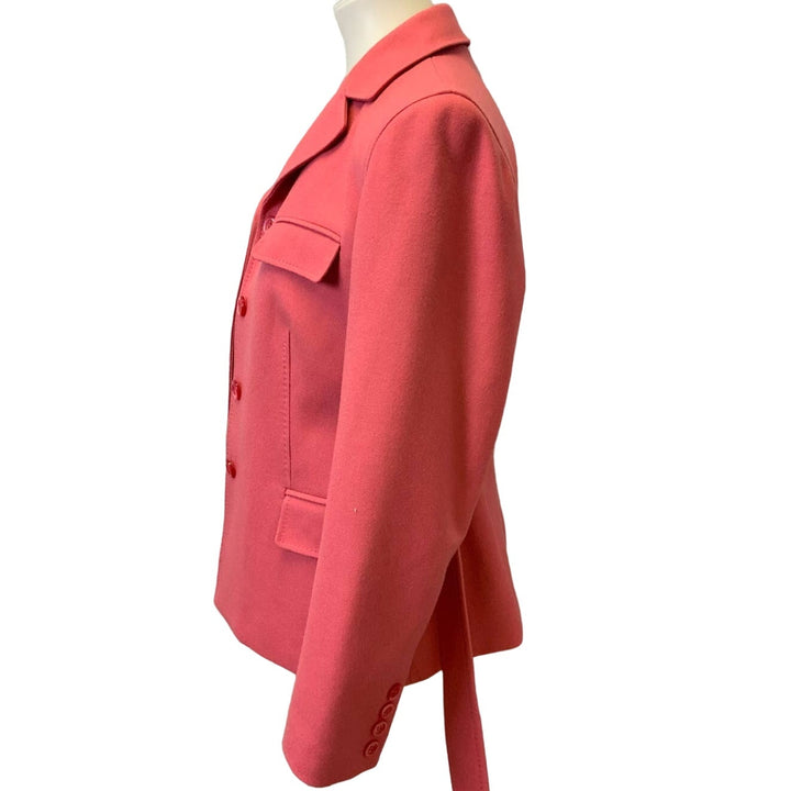 Talbots Petites Size 8 Hot Pink Wool Cashmere Blend Career Blazer Jacket w Belt