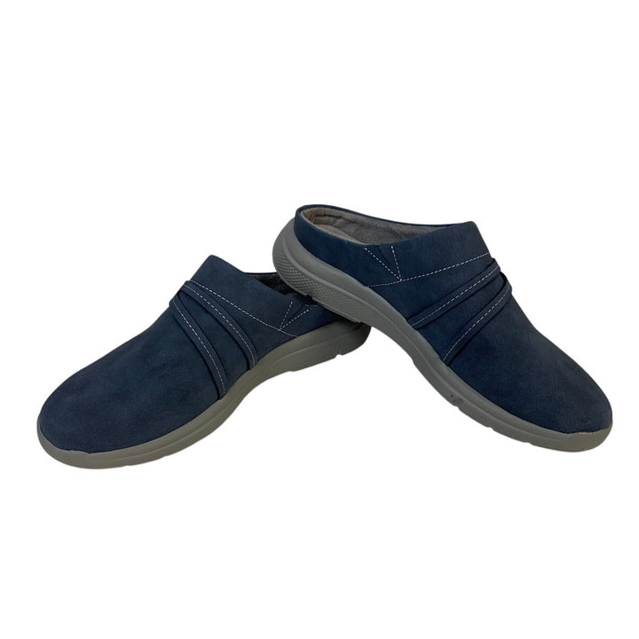 JSport Womens Size 7 Blue Faux Leather Gina Slip On Memory Foam Sneaker Shoes