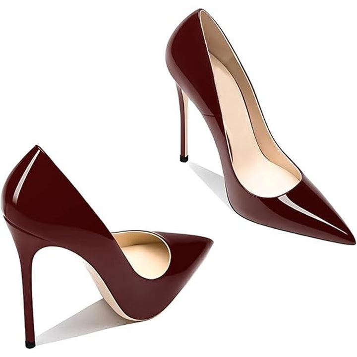 Qunvngutui Womens Size 11 Wine Red 5" High Heel Pointed Toe Stiletto Pumps Shoes