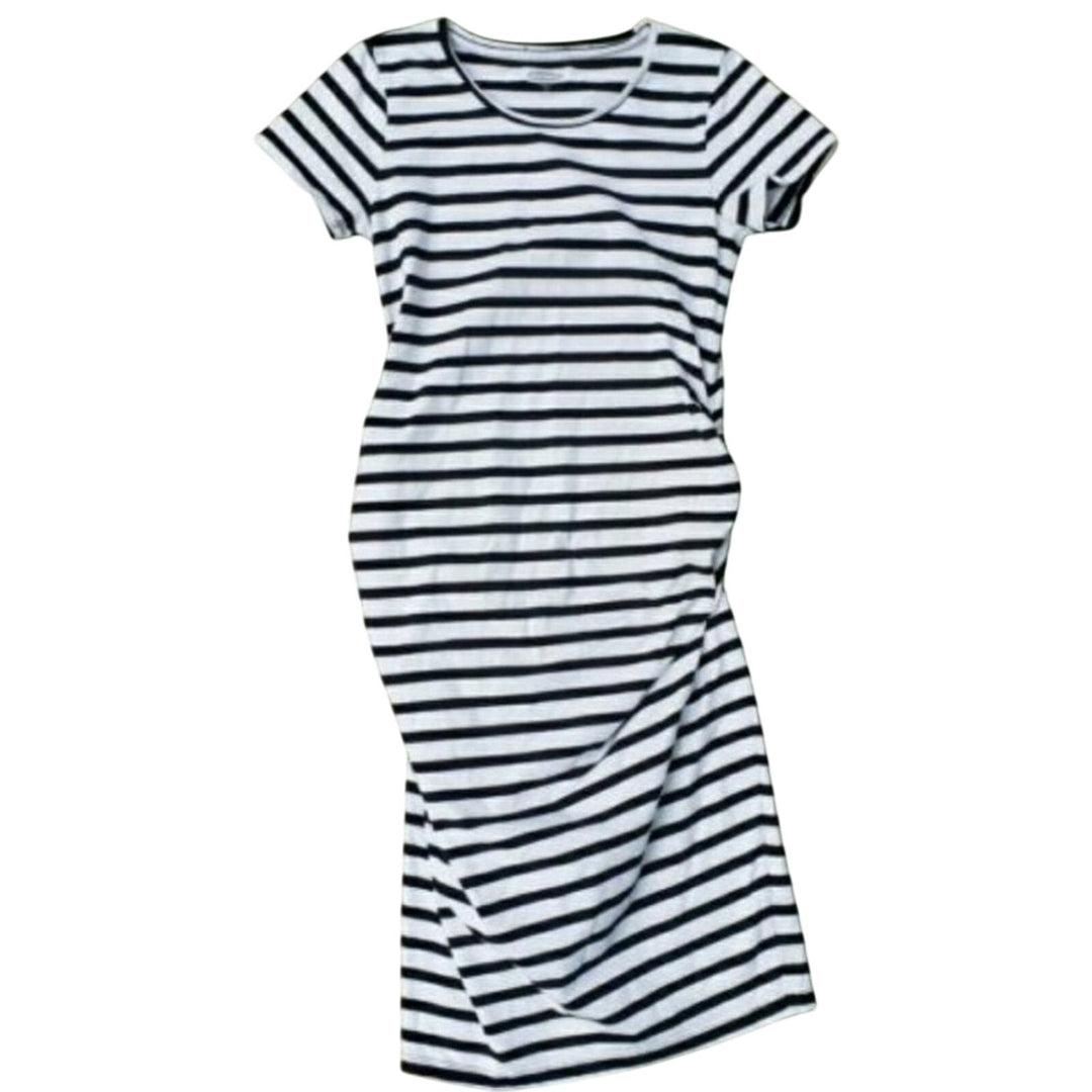 New Old Navy Womens Small Striped Short Sleeve Midi Fitted Maternity Dress