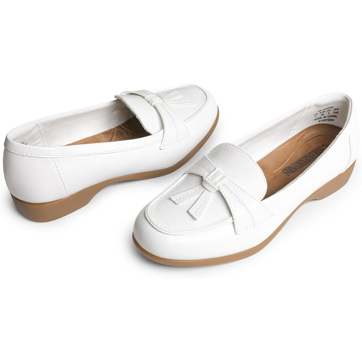Dream Pairs Womens Size 9 White Faux Leather Slip On Arch Support Loafer Shoes