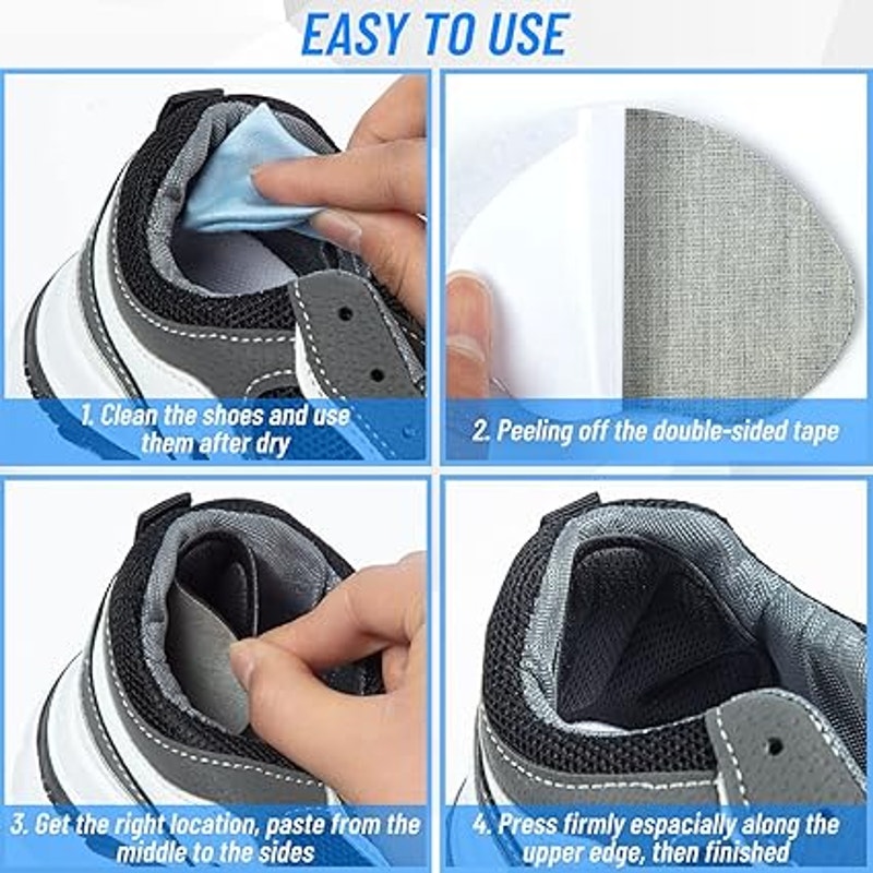 New 6 Piece Black Self Adhesive Mesh Cushion Padded Back Of Heel Shoe Inserts
