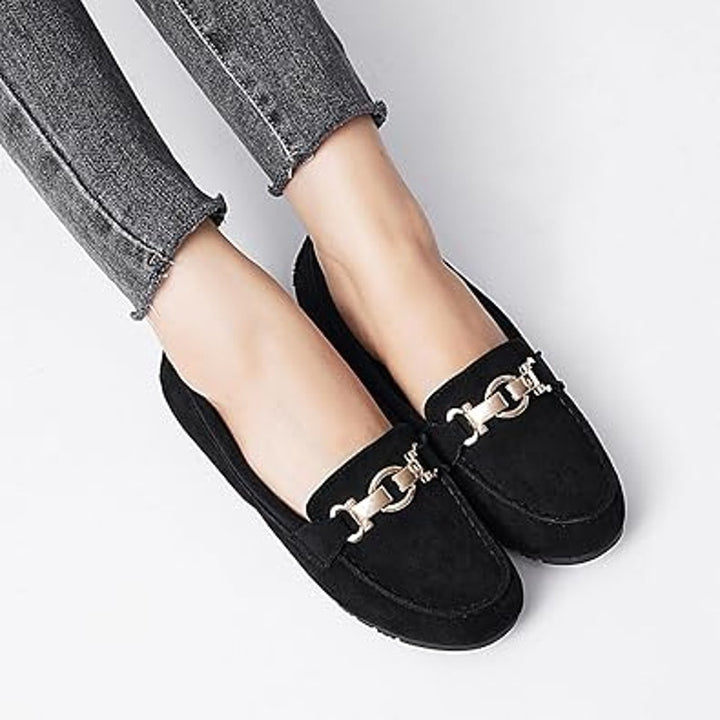 Cvistpieo Womens Size 7.5 Black Faux Suede Slip On Loafers Business Casual Shoes
