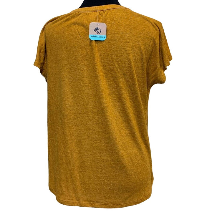 Hand Printed Upcycled Medium Dandelion Make a Wish V-Neck Short Sleeve Tee
