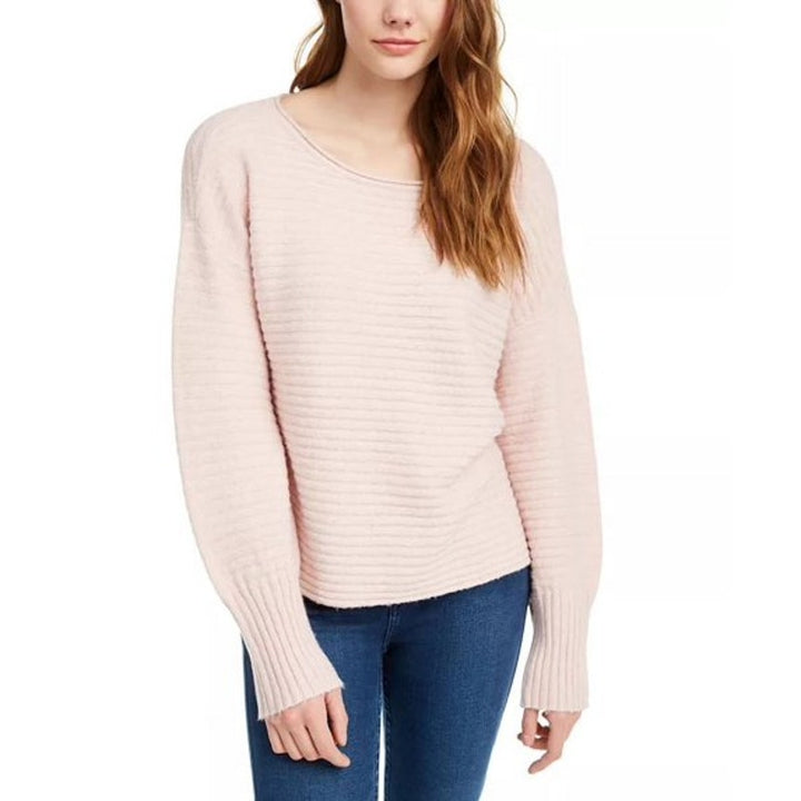 NWT New Pink Rose Juniors Large Scoop Neck Super Soft Ribbed PolyBlend Sweater