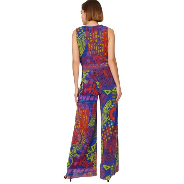 Fuzzi Womens XS Tuta Mesh Blue Green Orange Flowy Sleeveless Jumpsuit Romper