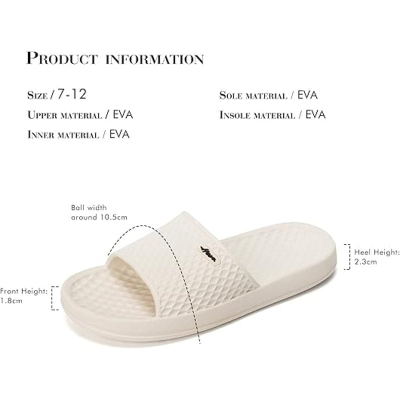Funky Monkey Mens Size 11 Ivory Slip On Single Strap Bath Shower Slipper Shoes