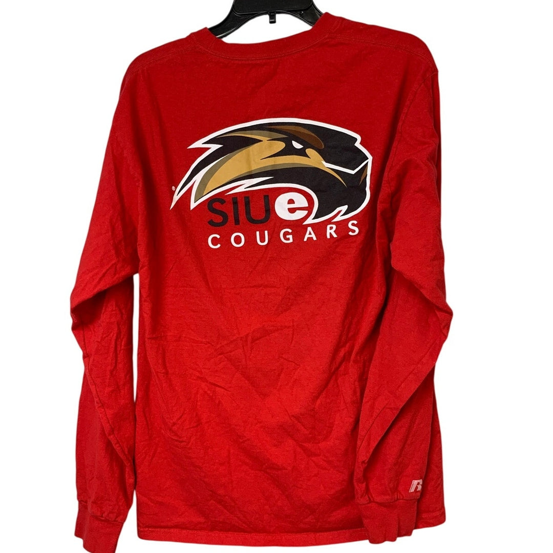 Russell Mens Large Red SIUE Cougars College Long Sleeve Crew Neck Tee Shirt