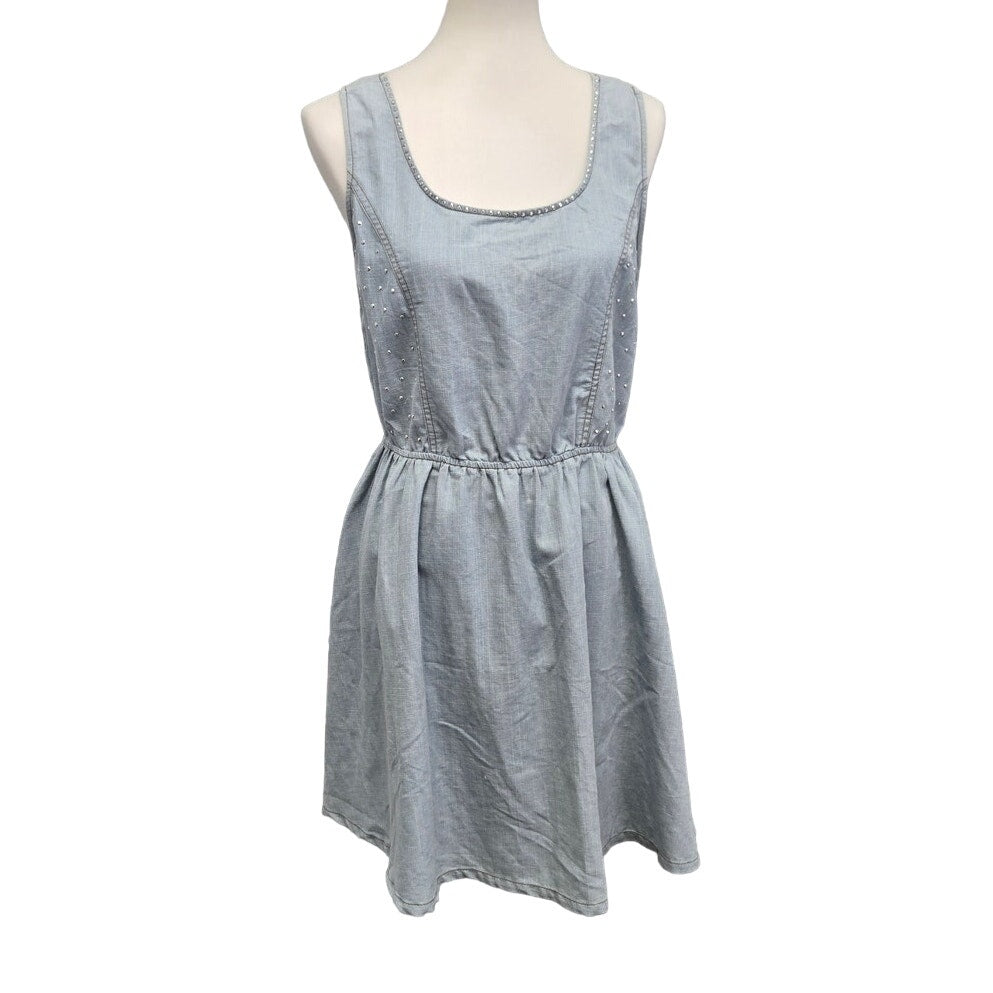 Sweet Rain Womens Large PolyCotton Lightwt Denim Sleeveless Knee Length Dress