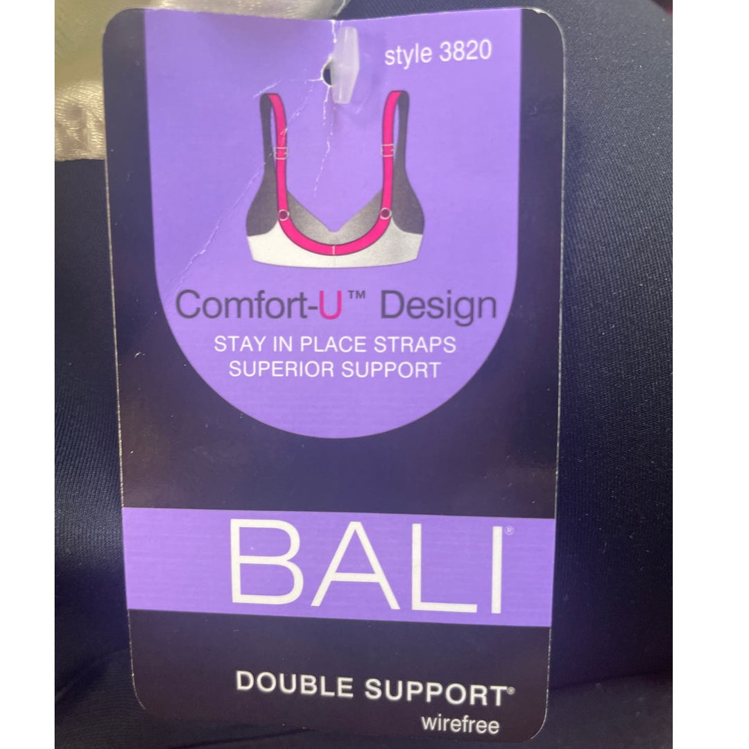 New Bali 36B Double Support Wirefree 3-Hook Style 3820 Cream Adjustable Bra